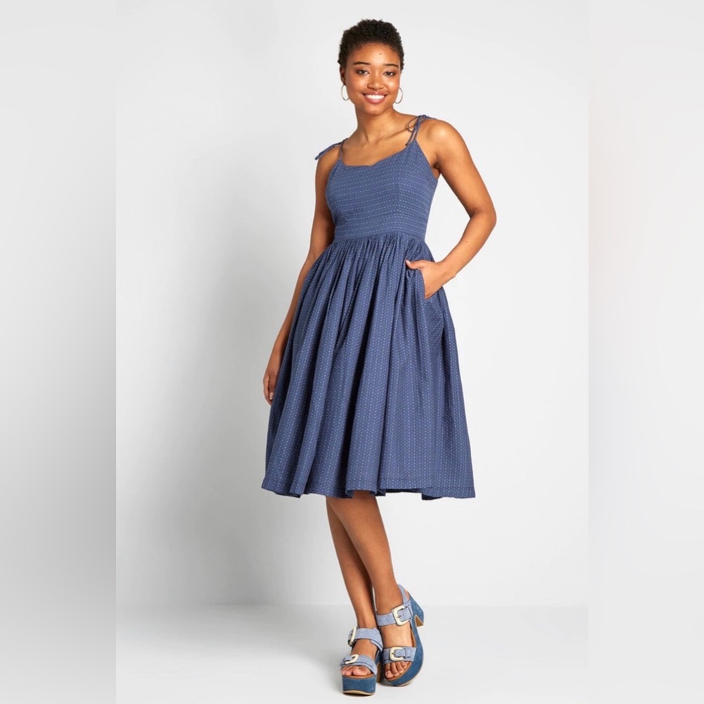 NWOT Modcloth Cotton 50s Style Dress With Pockets Sz. 14